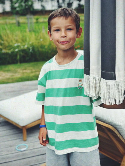 Bear bold stripe tee - lime-cream