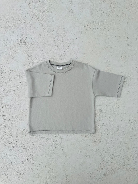 Comfy thick stitch tee - light grey