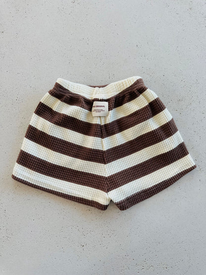 Onu waffle stripe shorts - brown