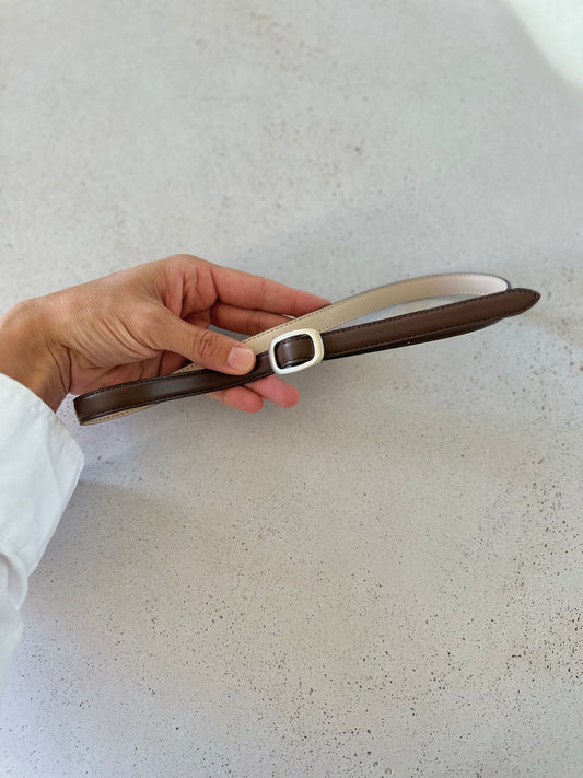 Acorn leather belt - brown