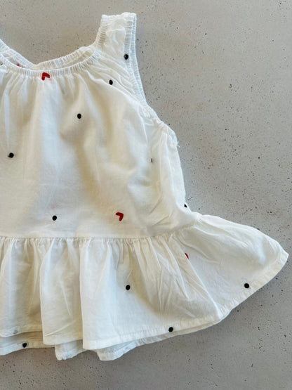 Heart dot blouse - ivory
