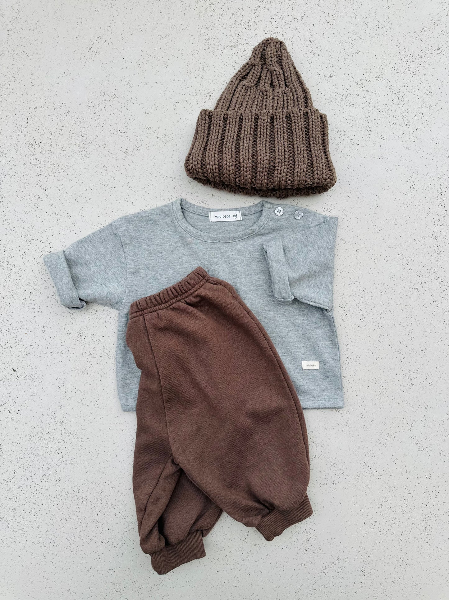 Loose button tee - grey melange
