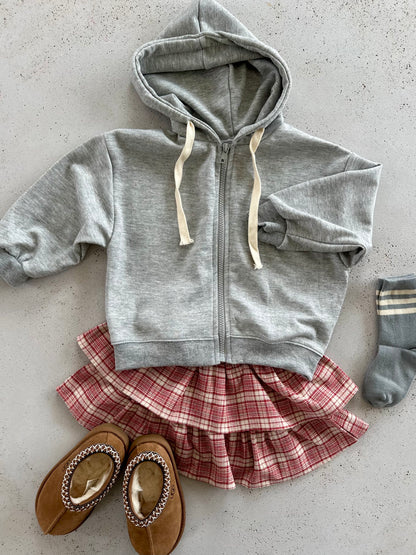 Flo flannel check skirt with shorts - red