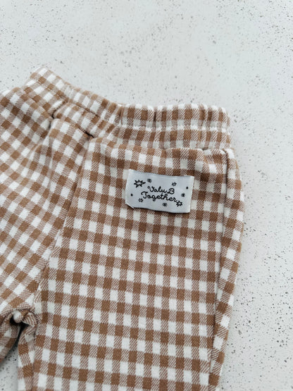 Bebe frill bootcut pants - check beige