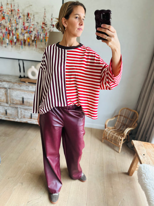 Stripes top pink coffee