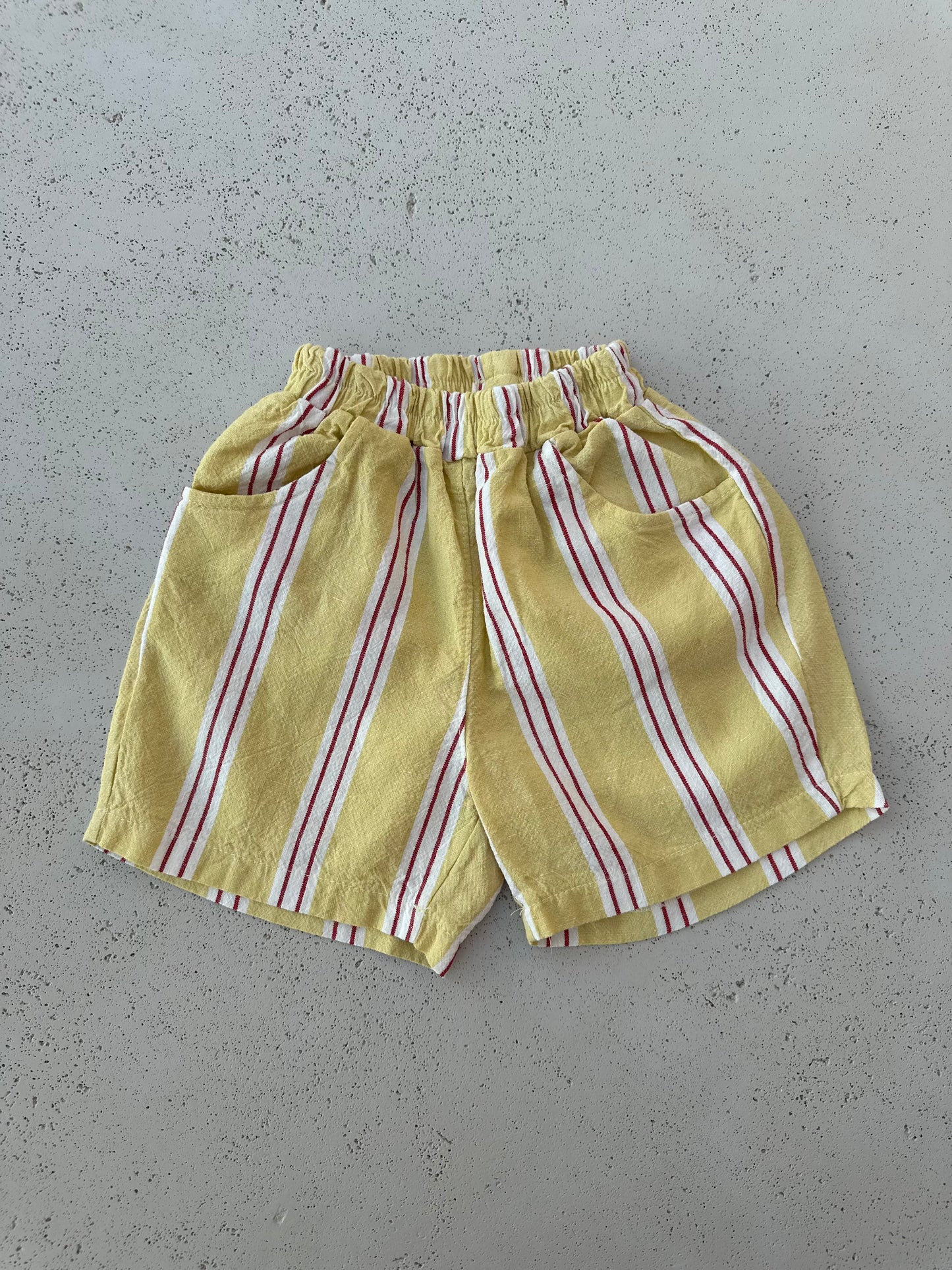 Linen stripe shorts - Mustard