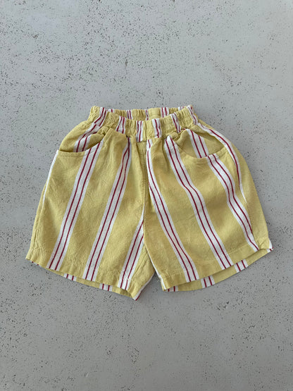 Linen stripe shorts - Mustard