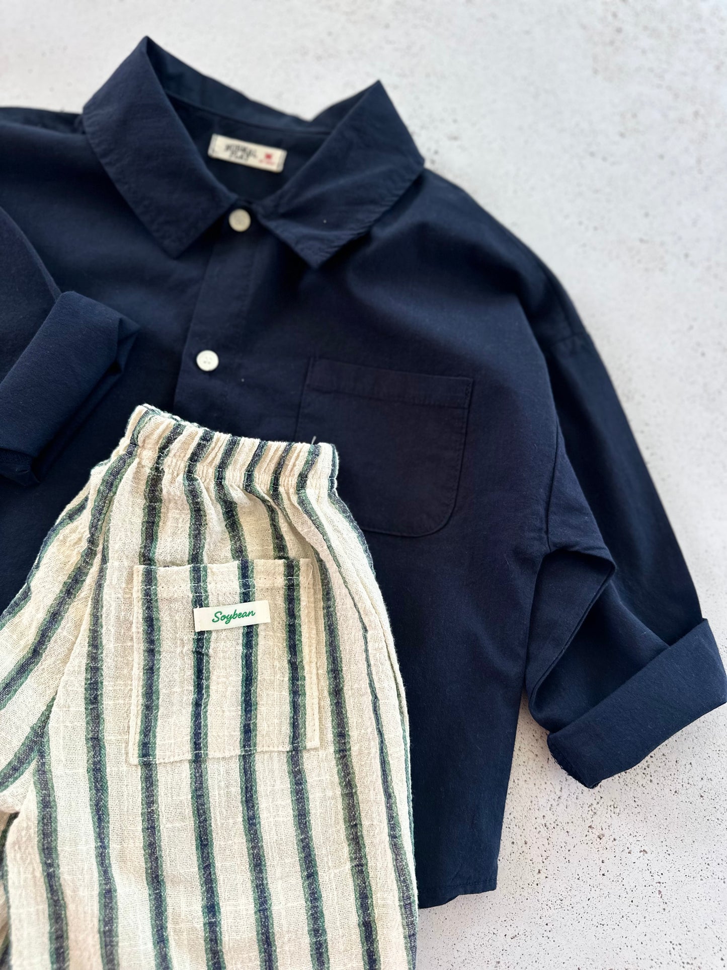 Ben linen curve summer pants - ecru-green