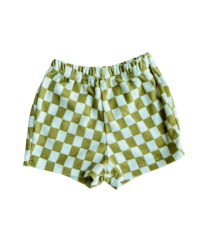 Lego check terry shorts - Olive