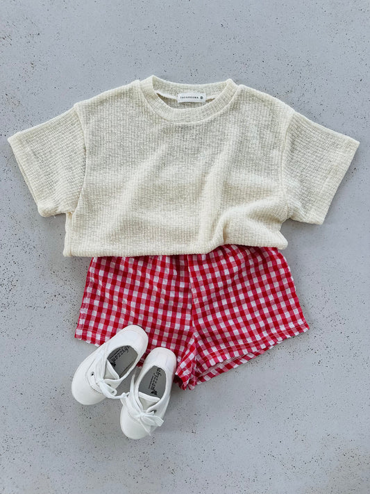 Lala check shorts - red check