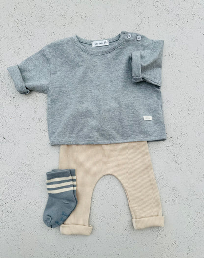 Bebe loose button tee - grey melange