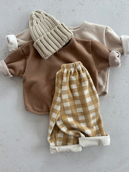 Mochi check rib pants - mustard