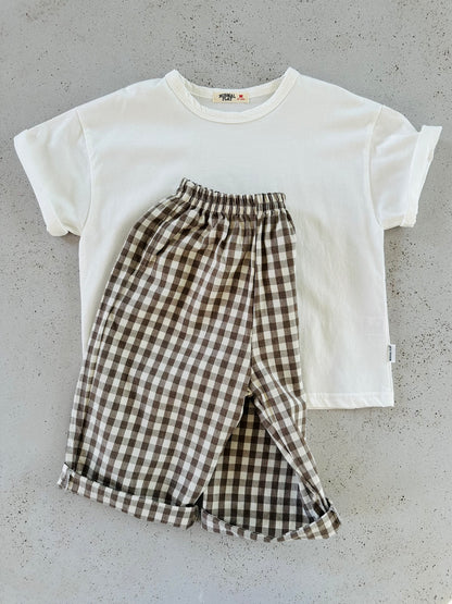 Otile check pants - brown