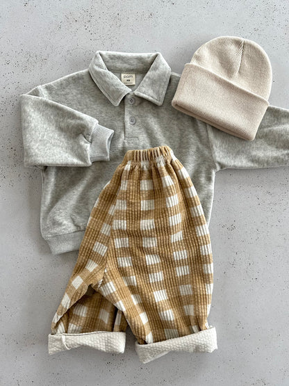 Mochi check rib pants - mustard