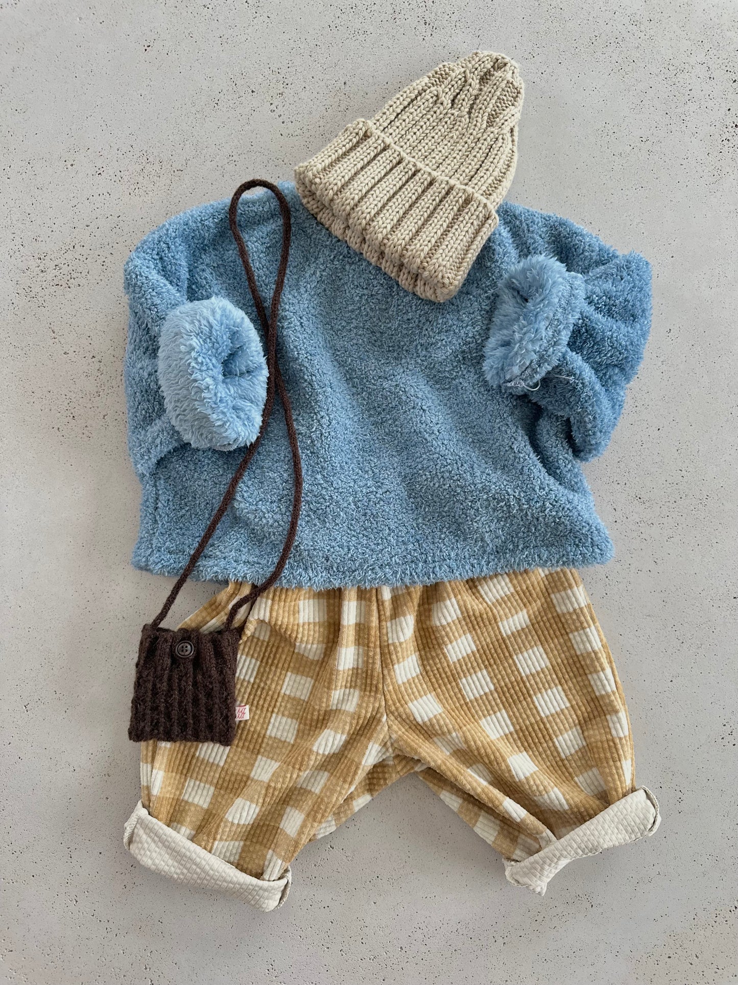 Mochi check rib pants - mustard