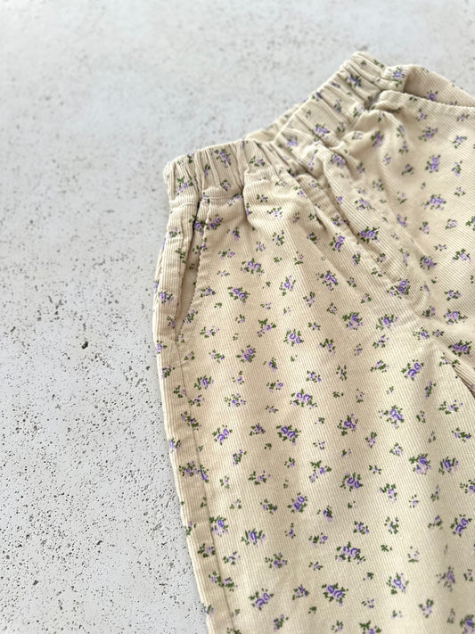 Lilly flower rib pants - ecru
