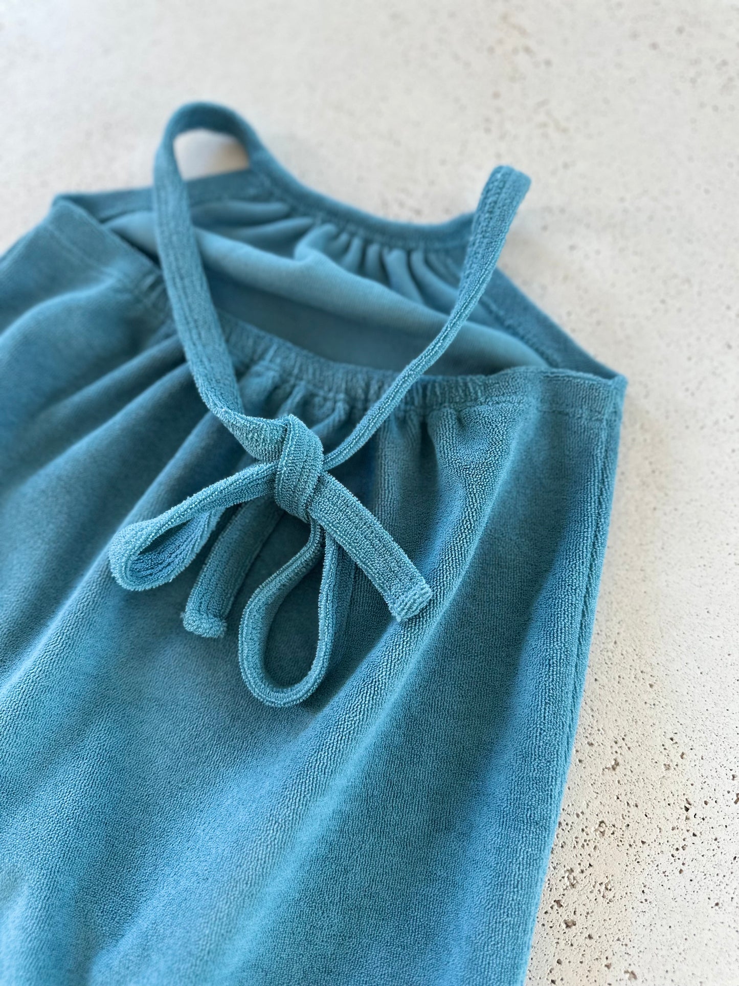 Kate halter frill dress - ocean blue
