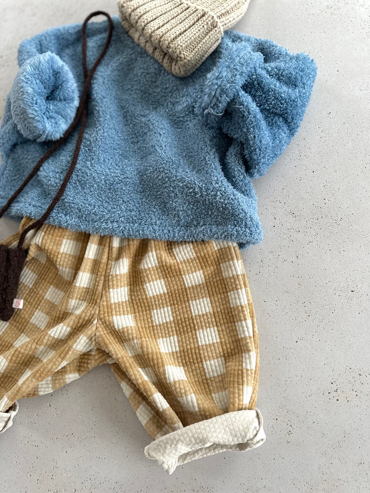 Mochi check rib pants - mustard