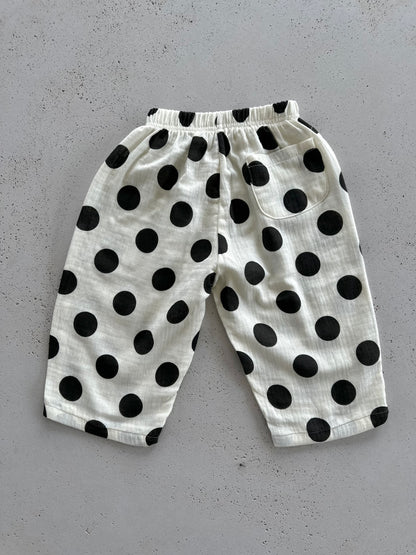 Pine flowy pants - ivory with black dots