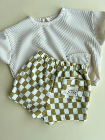 Lego check terry shorts - Olive