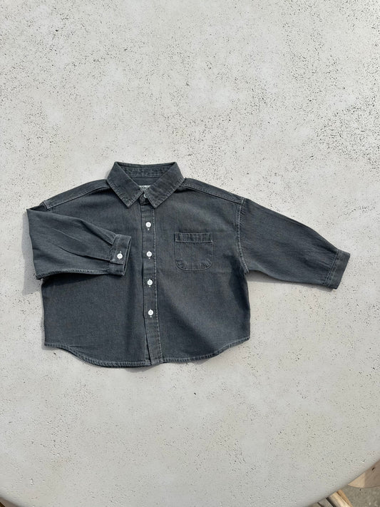 Bucket oversized denim shirt - grey