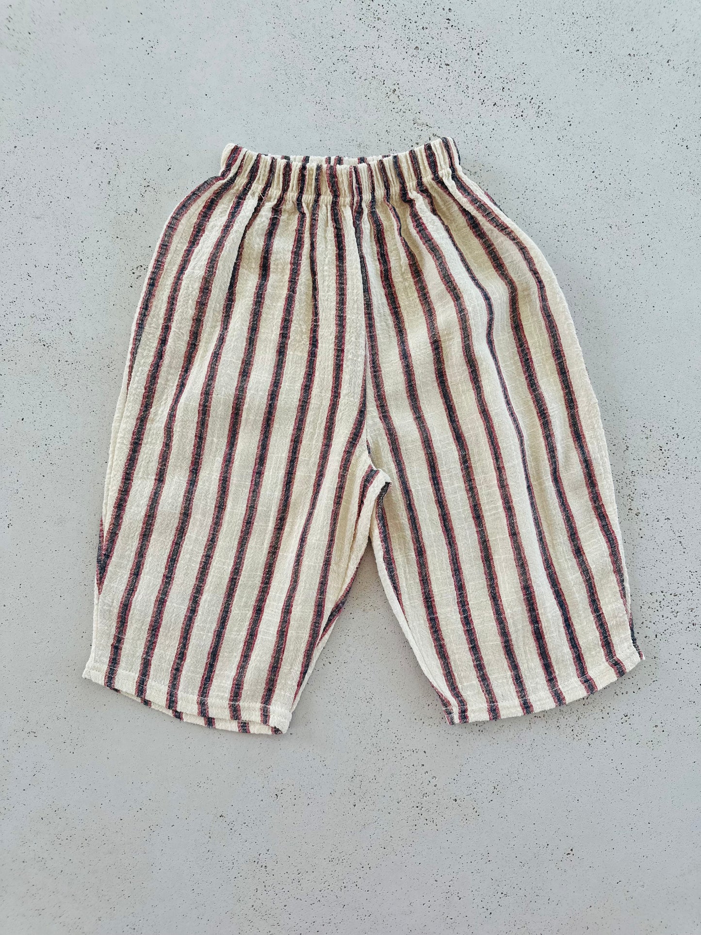 Ben linen curve summer pants - ecru-red
