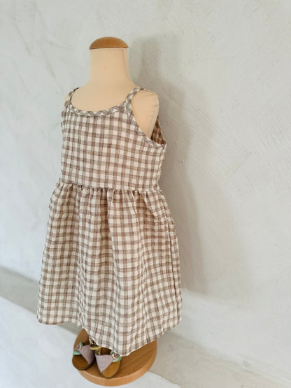 Molly check dress - light brown