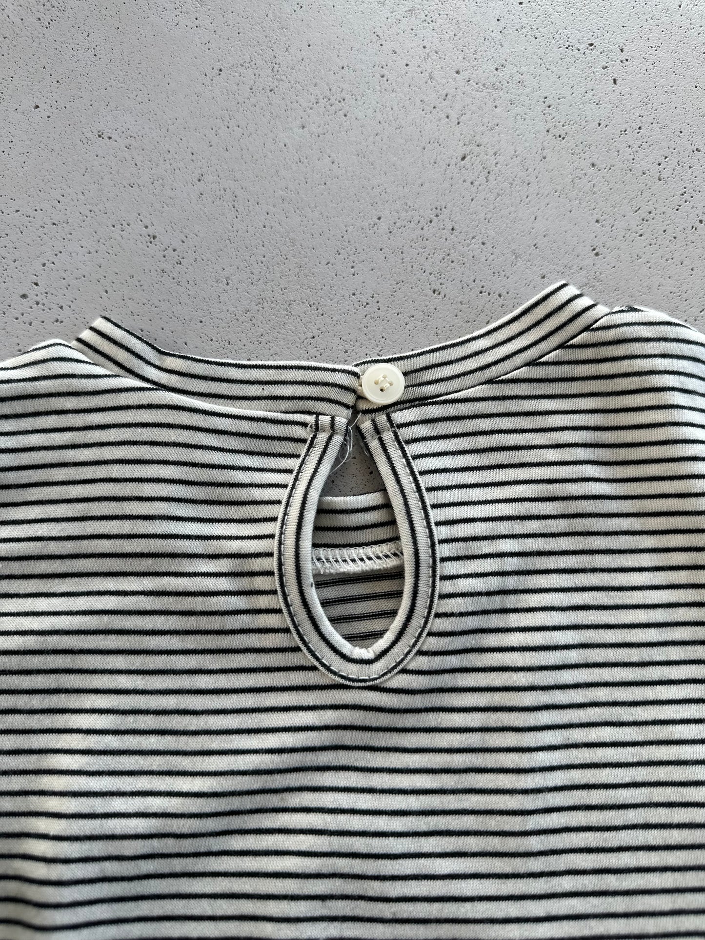 Lise stripe loose tee - ivory with charcoal