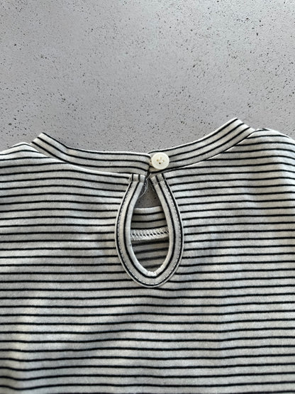 Lise stripe loose tee - ivory with charcoal