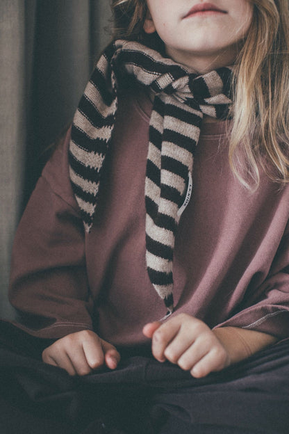 Soft stripe triangle scarf - blue/brown/red