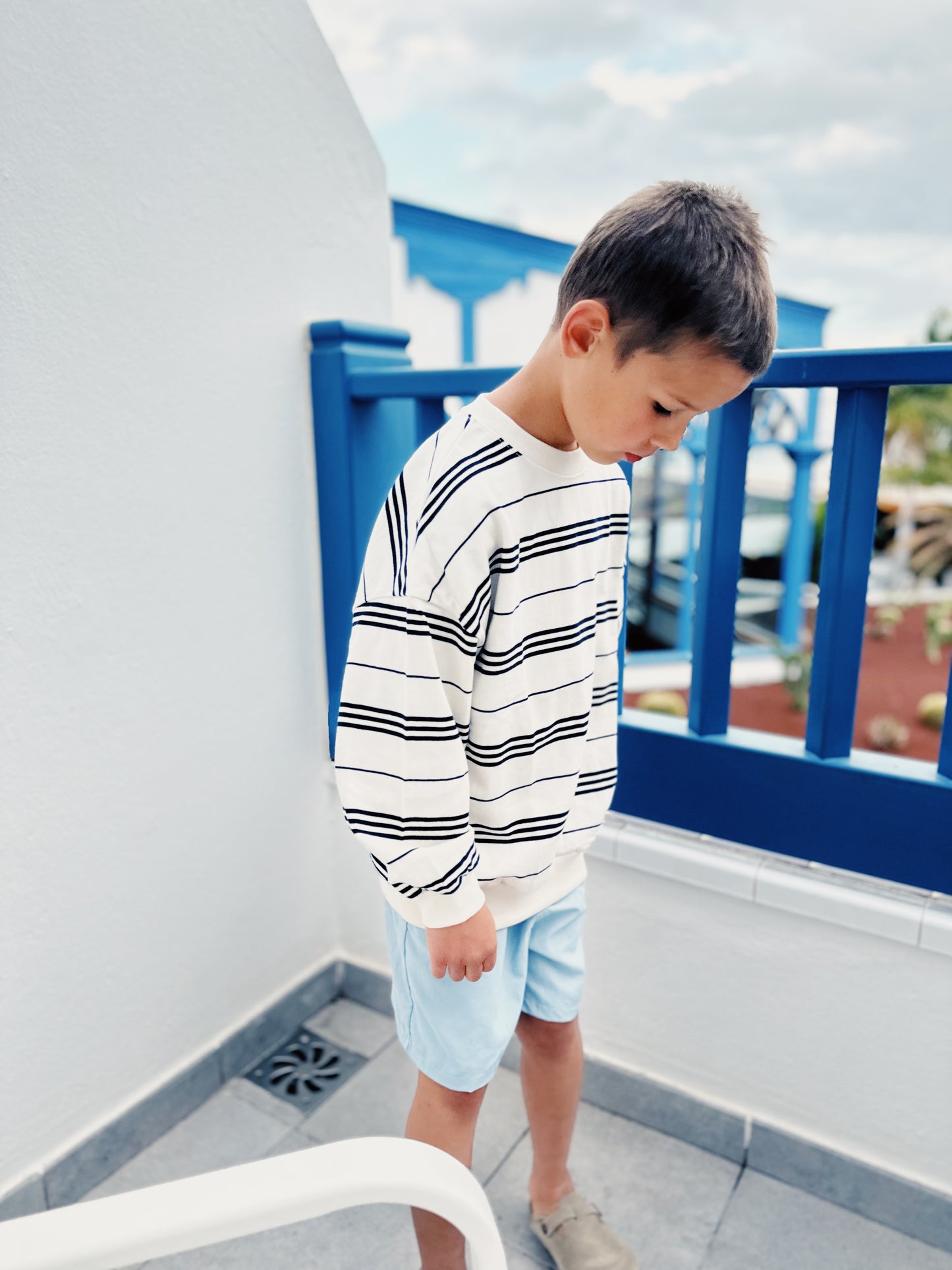 Tomas stripes sweater - ecru with navy