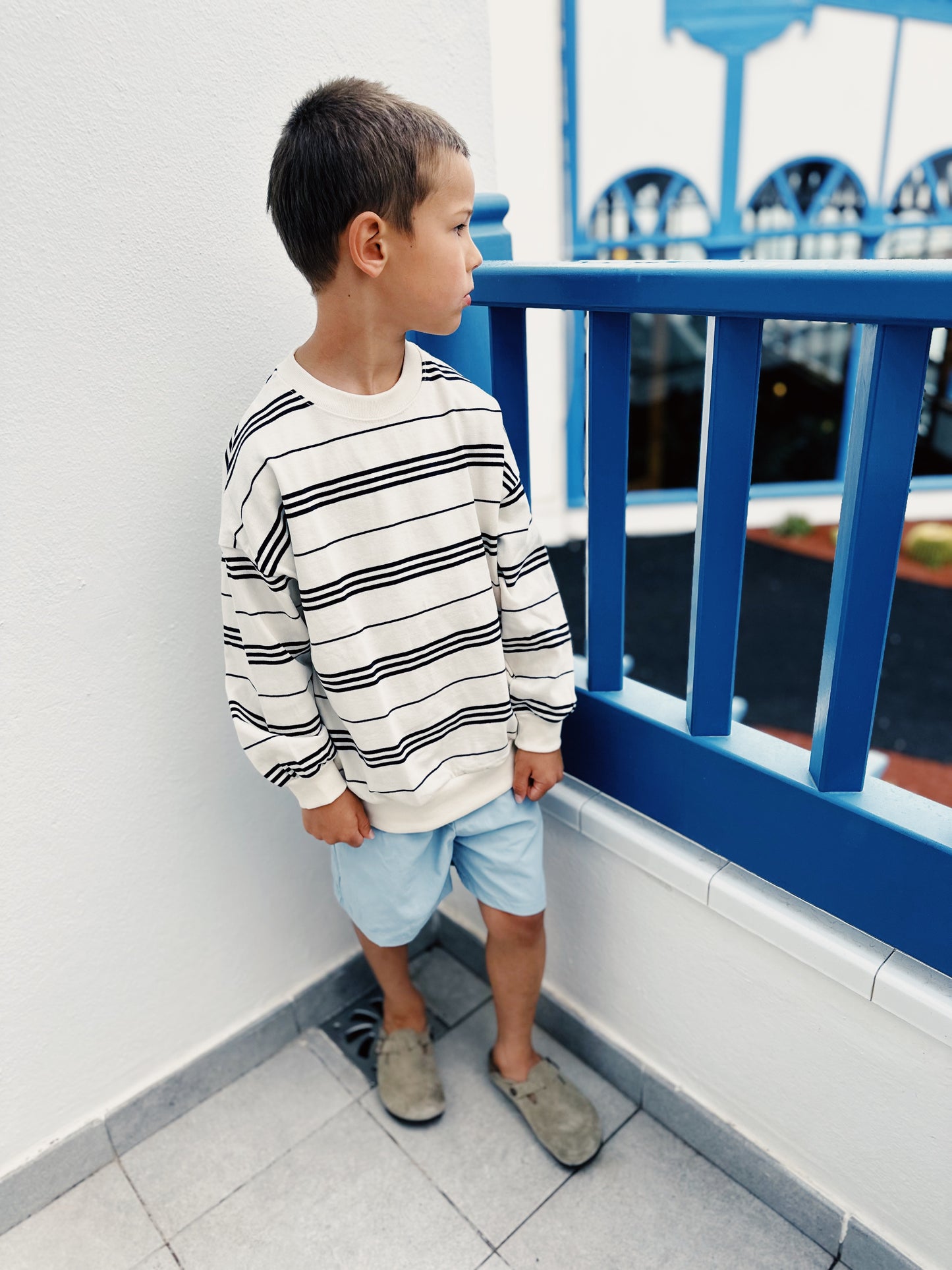 Tomas stripes sweater - ecru with navy