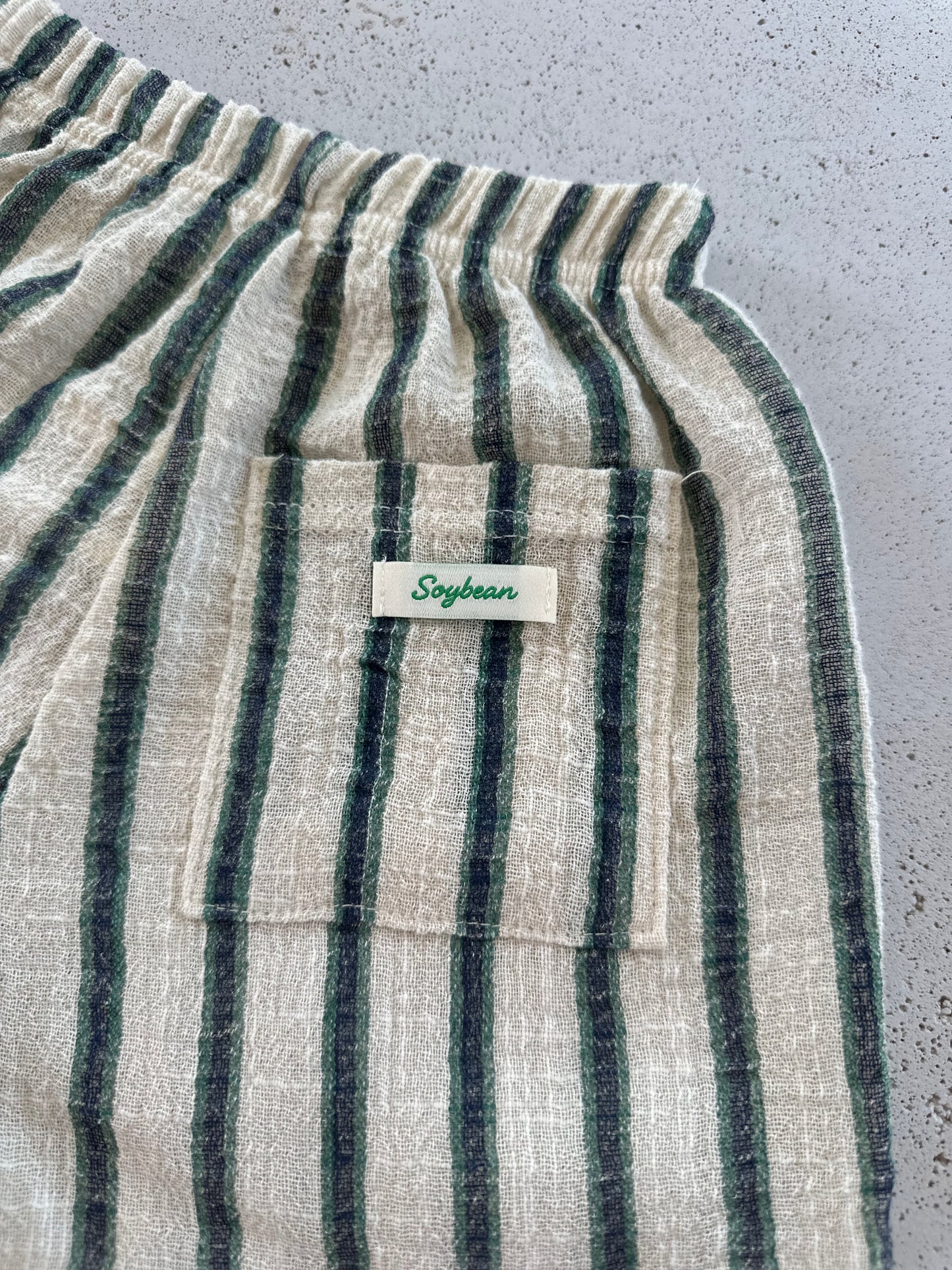 Ben linen curve summer pants - ecru-green