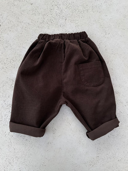 Finger rib pants - dark brown