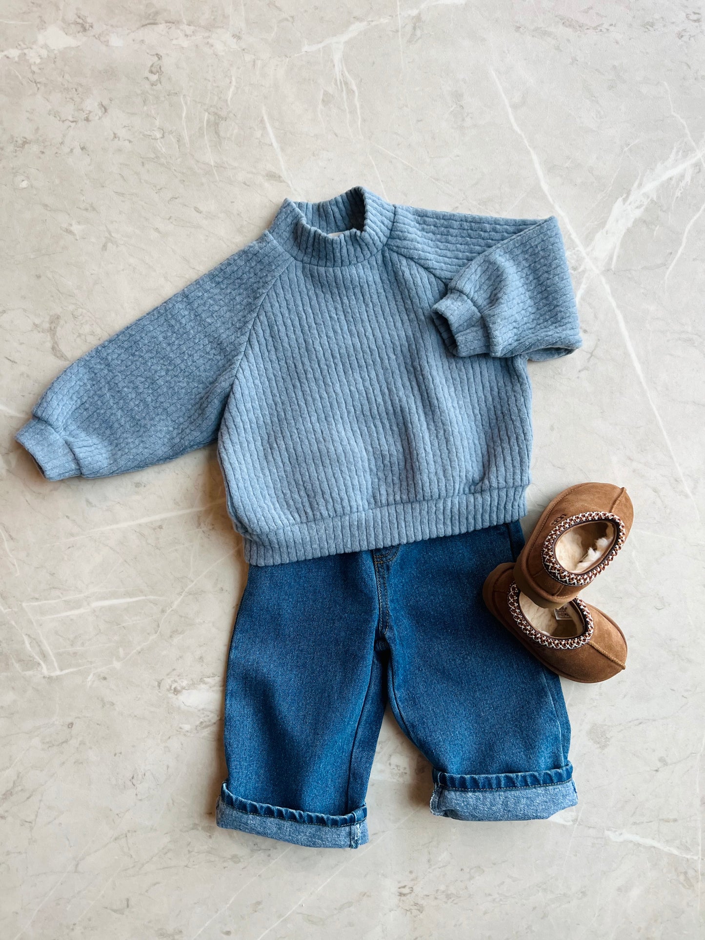 Knit turtleneck sweatshirt - Sky