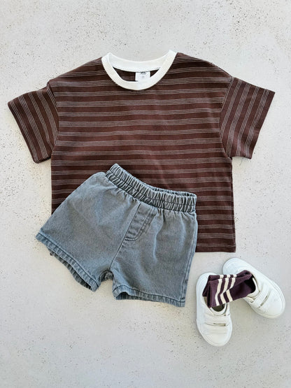 Milo wide denim shorts - grey washing