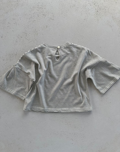 Lise stripe loose tee - ivory with charcoal