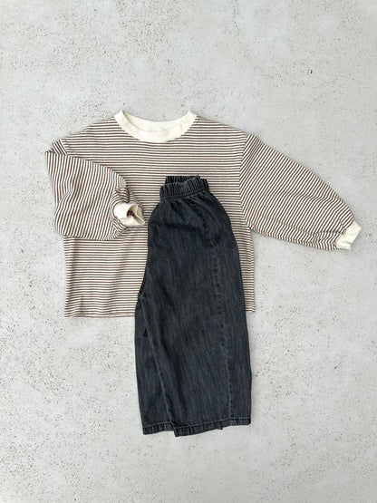 Melmel loose stripe sweatshirt - brown