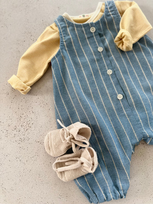 Bebe papillon button suit - denim blue