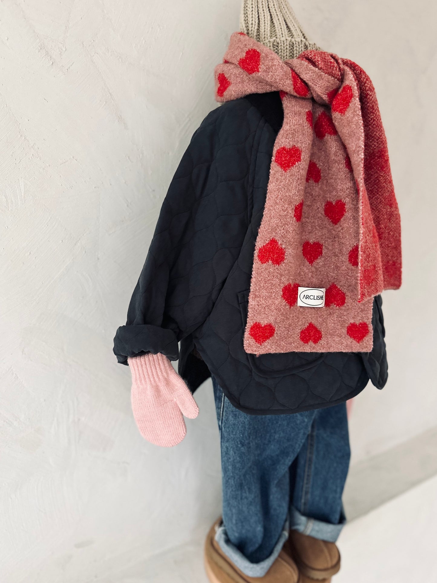 Hearts knit scarf - more colors